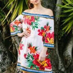 Free Market by Flying Tomato Mini Dress Womens Small White Floral Long Sleeve